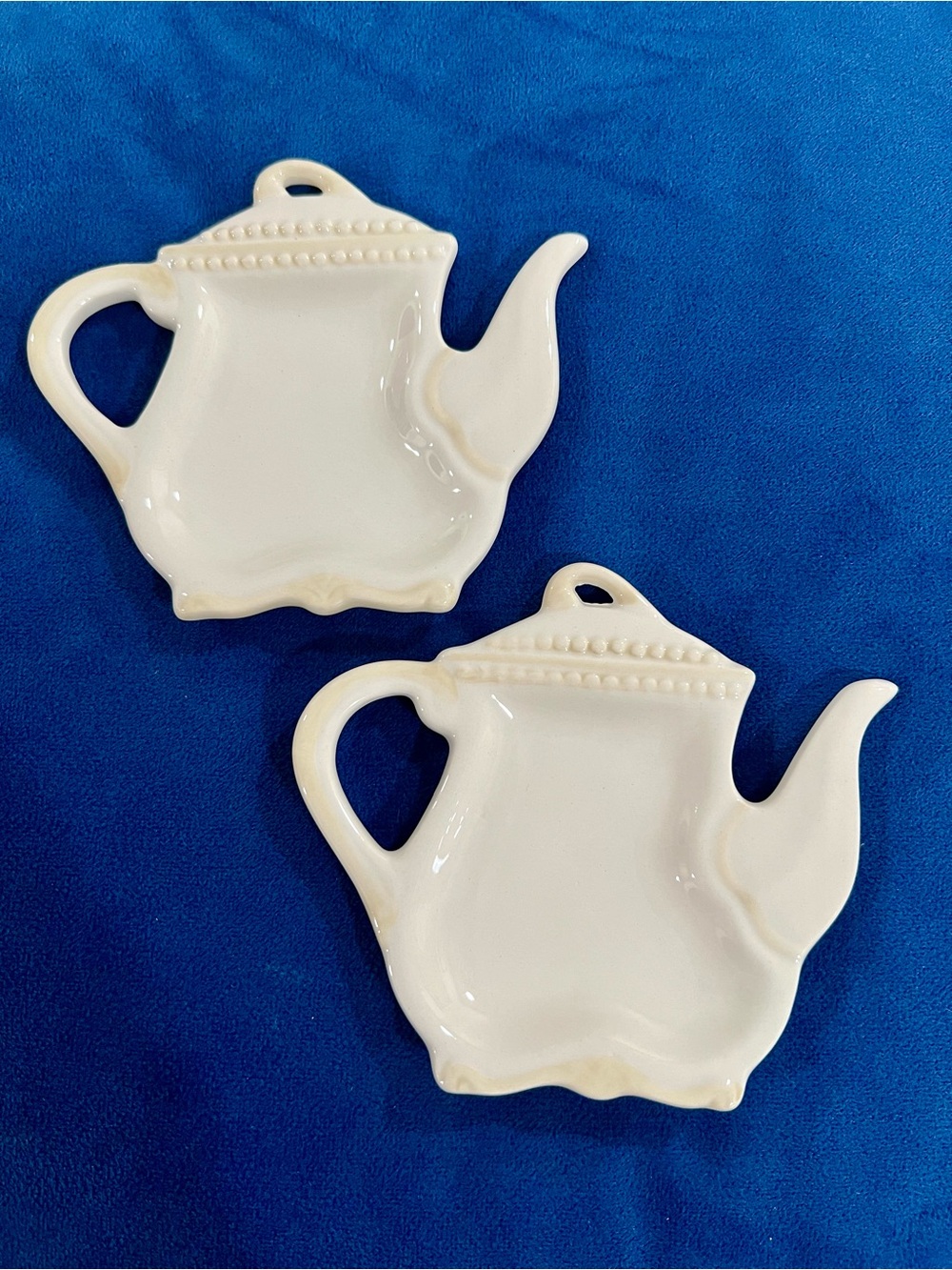 Princess House Pavilion Stoneware Teabag Rest Holders Set of 2 Cream White